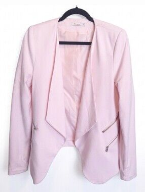 3/$20 Reitmans Open Front Spring Blazer Zip Pockets Angled Hem Flowy Collarless